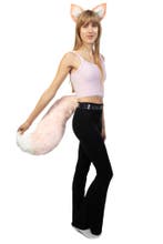 Haarband Furry Oren Staart Set Lichtroze Wit Kat Poes Vos Di, Ophalen of Verzenden, Nieuw, Carnaval, Accessoires