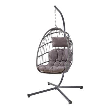 Hangstoel Edeng met standaard grijs 196x110x95 cm [en.casa], Verzenden, Nieuw