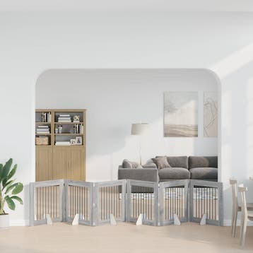 vidaXL Opvouwbaar hondenhek met standaards 6 st Grijs Sonoma, Verzenden, Nieuw