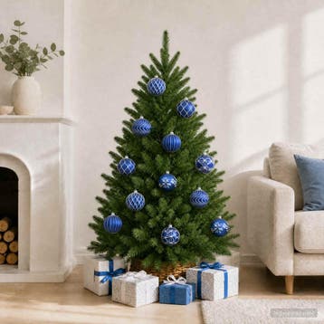 vidaXL Kerstbalset XL 12 st Blauw en Wit 10 cm Polystyreen, Verzenden, Nieuw