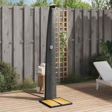 vidaXL Buitendouche 55x60x224 cm poly rattan en acaciahout, Verzenden, Nieuw