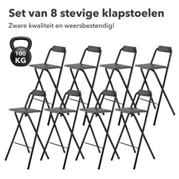 Bardi 8 Delige Inklapbare Barkrukken Set ZWART - 100KG, Huis en Inrichting, Verzenden, Nieuw, Metaal, Met voetsteun
