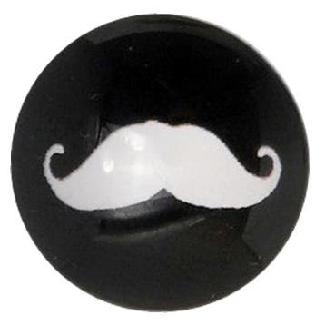 Fako Bijoux - Click Button - Glas - Zwart/Wit Snor Wit, Verzenden, Nieuw