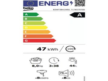 Beko B3WT5841WB1 - Vrijstaande Wasmachine - 8 kg -, Verzenden, Zo goed als nieuw