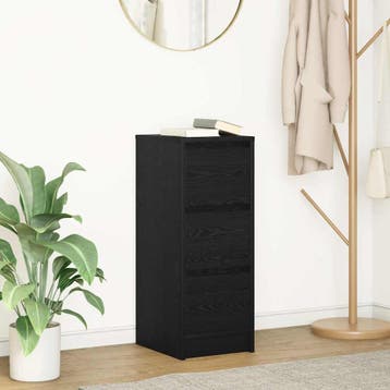 vidaXL Dressoir 29,5x34x76 cm spaanplaat zwart eikenkleurig, Verzenden, Nieuw, 25 tot 50 cm, Overige houtsoorten
