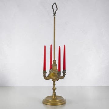 RARA Lampada Bouillotte a 4 Fiamme in Ottone Massiccio -, Antiek en Kunst