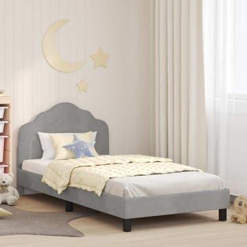 vidaXL Bedframe voor kinderen met hoofdbord Lichtgrijs 90 x, Verzenden, Nieuw, Stof