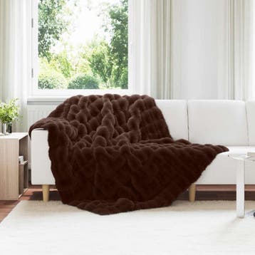 vidaXL Antislip deken van imitatie konijnenbont Olite Kameel, Verzenden, Nieuw