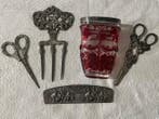 Set cosmetische accessoires (5) - Glas, Metaal, Plastic -, Antiek en Kunst