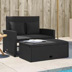 vidaXL Tuinbank 2-zits met kussens poly rattan zwart, Tuin en Terras, Tuinsets en Loungesets, Verzenden, Nieuw