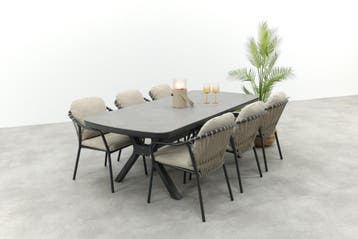 VDG Pisa/Ponto rope tuinset voor 6 personen 220x100 cm. -, Verzenden, Nieuw, Overige materialen, Tuinset