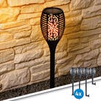 Voordeelset Solar LED lamp Fakkel met vlameffect 4 stuks, Tuin en Terras, Kunststof, Verzenden, Minder dan 50 watt, Overige typen