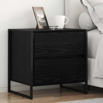 vidaXL Nachtkastje 2 st Zwart Eiken 50 x 39,5 x 50 cm, Minder dan 45 cm, Verzenden, Nieuw, Minder dan 55 cm