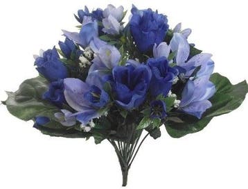 Rouwboeket Zijden Roos Blauw Rosebud met Alstroemeria 38 cm, Ophalen of Verzenden, Nieuw