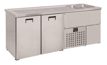 CombiSteel Bierkoeler | RVS | 2 Deuren Links + 2 Spoelbakken, Ophalen of Verzenden, Nieuw