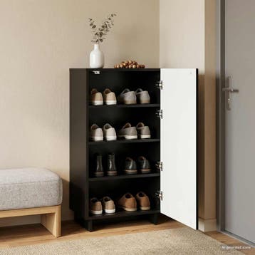 vidaXL Schoenenkast 48 x 38 x 87,5 cm Bewerkt hout Zwart, Verzenden, Nieuw