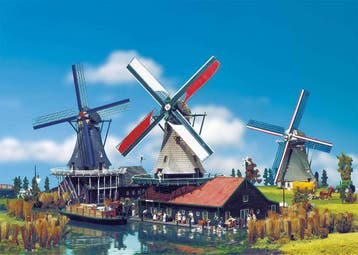 Faller H0 Windmolen “De Kat” 191832 COMBI DEAL met motor, Gelijkstroom of Wisselstroom, Brug, Tunnel of Gebouw, Analoog, Nieuw