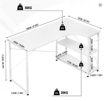 L-Vormig Hoekbureau met Planken – 120 cm Industrieel Design, Huis en Inrichting, Verzenden, Nieuw