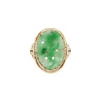 Gouden vintage ring met jade 14 kt, Sieraden, Tassen en Uiterlijk, Ringen, Ophalen of Verzenden, Nieuw