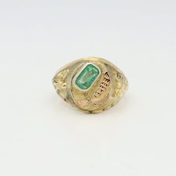 Ring - 14 karaat Geel goud Smaragd, Sieraden, Tassen en Uiterlijk, Ringen, Nieuw