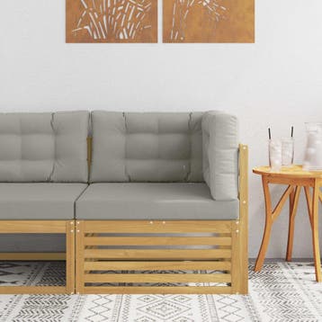 vidaXL Buiten Hoek Sofa Massief Acaciahout Wit, Verzenden, Nieuw