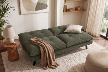 Slaapbank COCOONING 190cm 3-zitter cord groen - 48470, Huis en Inrichting, Ophalen of Verzenden, Nieuw