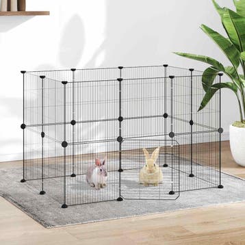 vidaXL Huisdierenkooi met deur 20 panelen 105x70x70 cm staal, Verzenden, Nieuw