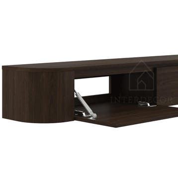 Dulce curved TV-Meubel zwevend walnut 272 cm, Overige materialen, Nieuw, Ophalen of Verzenden, Minder dan 100 cm