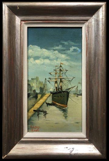 Spanish School (XX) - A Freighter at Port