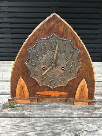 Amsterdamse School klok - Art Deco Hout - 1920-1930 - U.M.