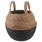 vidaXL Plantenpot met handvatten Zwart Ø 22 x 20 cm 100%, Verzenden, Nieuw, Minder dan 30 cm