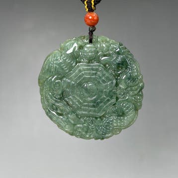 Snijwerk, Dragon Phoenix Tai Chi Pendant - 46 mm -