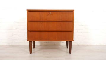 Vintage Deense ladekast | Teak | 3 lades, Ophalen of Verzenden, Nieuw
