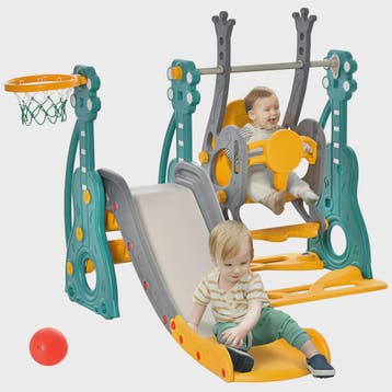 HOMCOM 4-in-1 Speeltoestel voor Kinderen: Glijbaan, Schommel, Verzenden, Nieuw