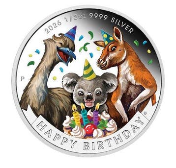 Australië. 50 Cent 2026 Happy Birthday, 1/2 oz Silver coin,