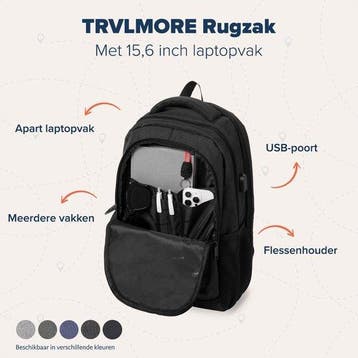 2dekans | TRVLMORE Rugzak met Levenslange - Rugtas met 15,6, Sieraden, Tassen en Uiterlijk, Tassen | Rugtassen, Ophalen of Verzenden