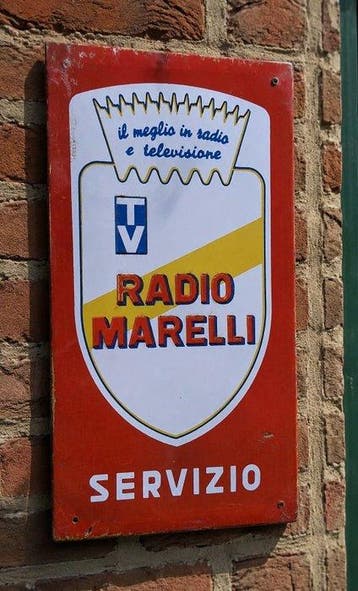Radio Marelli - Emaille bord - metaalplaat