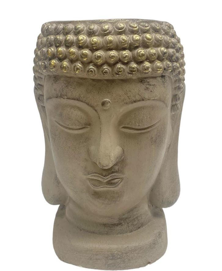 Bloempot Boeddha van steen 29 cm - Taupe, Tuin en Terras, Bloempotten, Ophalen of Verzenden