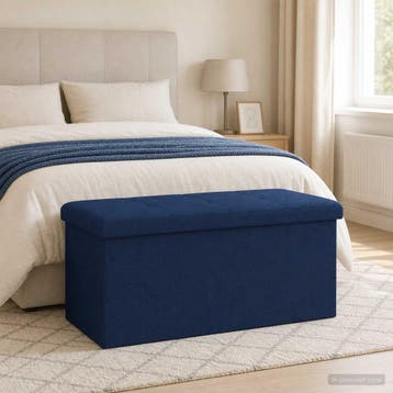 vidaXL Vouwbare Opbergbank Blauw 180 kg 80 L 77 x 38 x 38 cm, Huis en Inrichting, Banken | Voetenbanken en Poefen, Verzenden, Nieuw
