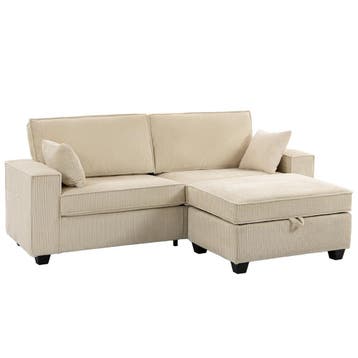 Ecksofa Mit Stauraum-Ottomane, Cord, 3-Sitzer L-Form Sofa Mi, Verzenden, Nieuw