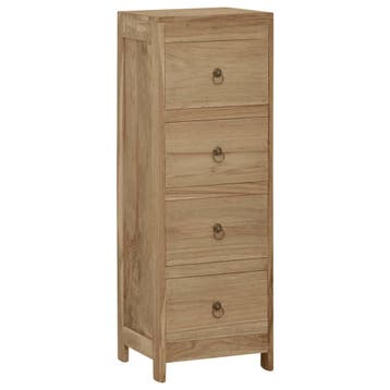 vidaXL Ladekast 30x30x90 cm massief teakhout, Verzenden, Nieuw