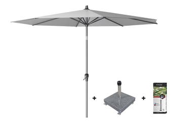 Platinum Riva stokparasol 3 m. rond - Light Grey met voet en, Verzenden, Nieuw, Overige materialen