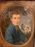 Franse school (XVIII) - Ritratto romantico di giovane nobile, Antiek en Kunst