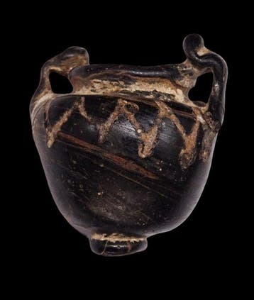 Fenicisch - Amphoriskos in zwart glas - Kernenglas - 5e/3e