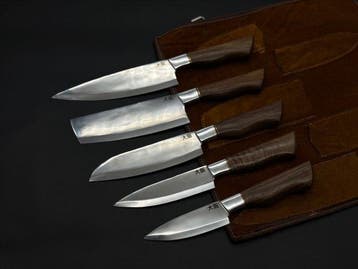 Japanese Style Kitchen Knife SET With Leather BAG Included -