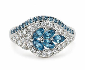 Zonder minimumprijs - Ring Verguld Topaas - Diamant -, Nieuw