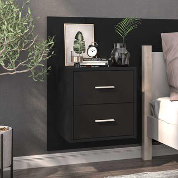 vidaXL Nachtkastje wandgemonteerd zwart, Minder dan 45 cm, Verzenden, Nieuw, 70 cm of meer