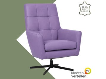 Leren draaifauteuil Central - Toledo Lila (lichtpaars), Huis en Inrichting, Fauteuils, Nieuw, Ophalen of Verzenden, 75 tot 100 cm
