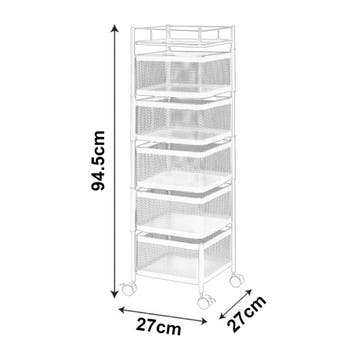 [en.casa] Keukentrolley Sunndal met 5 manden 94,5x27x27 cm z, Verzenden