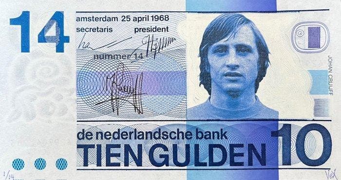 VEX - Tien Gulden: Johan Cruijff nummer 14, Antiek en Kunst, Kunst | Designobjecten